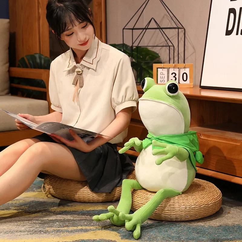 Kawaii Mantel Frosch Plüsch Spielzeug Weiche Stofftier Schöne Hut Große Augen Anime Puppe Baby Umarmung Kissen Kinder Junge Geburtstag Geschenke