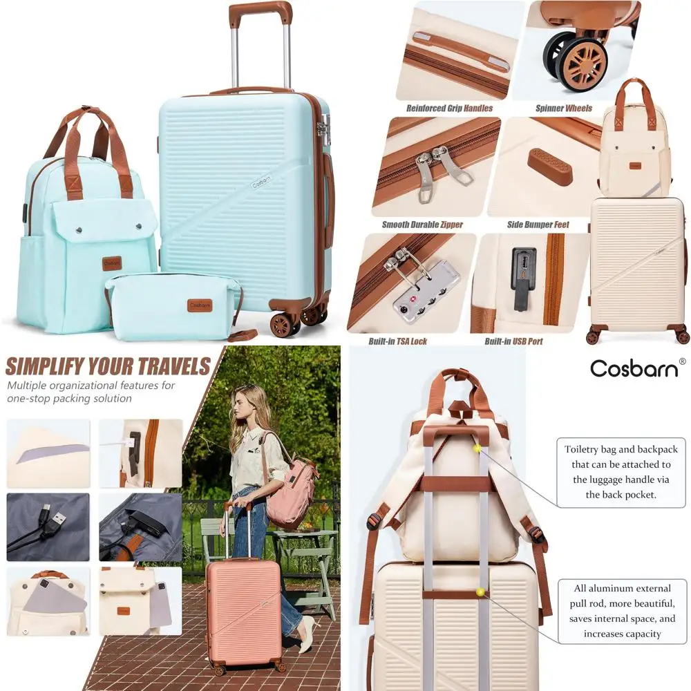 

ABS Lightweight 20 Inch Airline Approved Carry-On Luggage with Wheels, Travel Suitcase for Easy Mobility