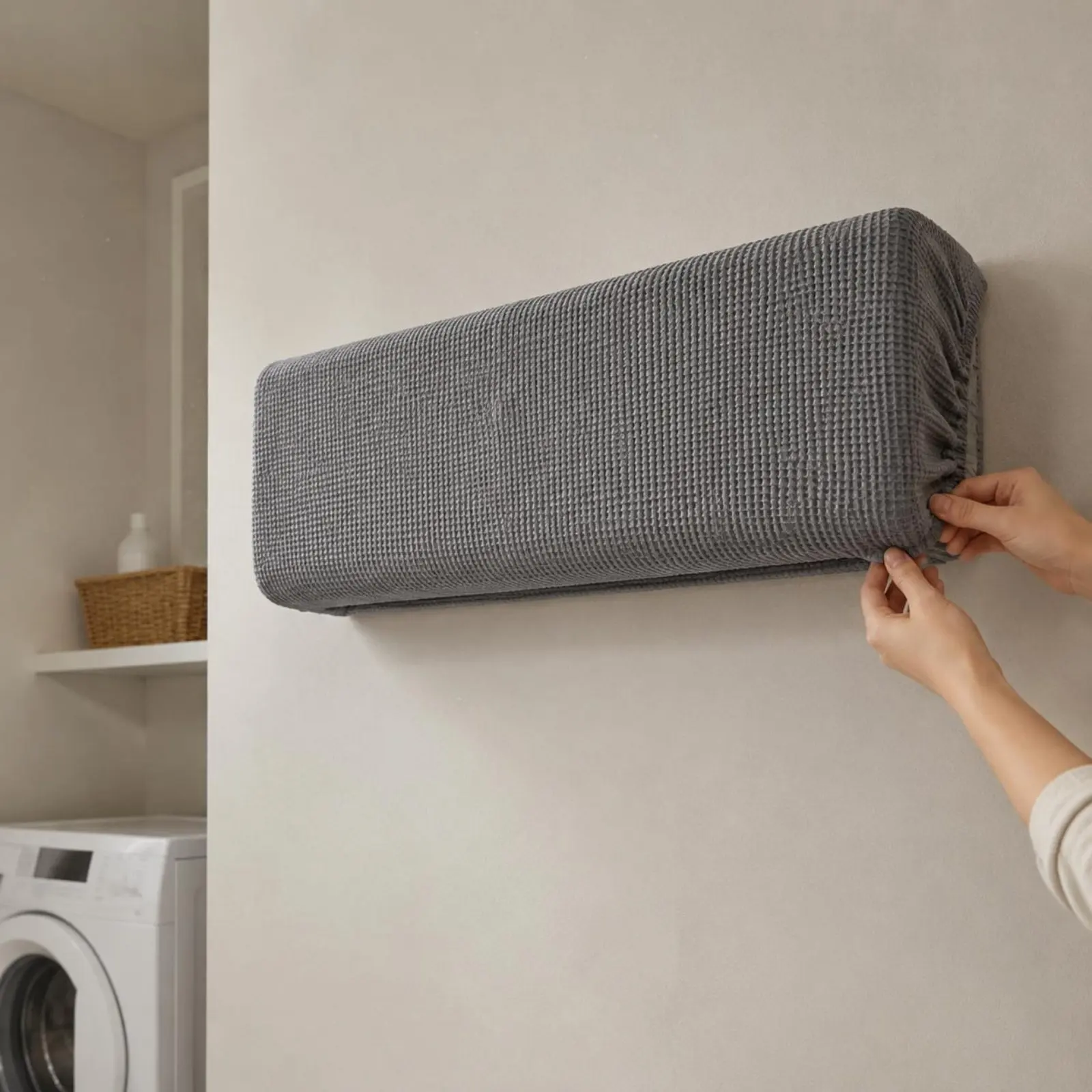 Full Wrap Air Conditioner Cover Stretchable Stretch Air Conditioning Cover Home Textile Dustproof Dirt-Resistant for Indoor