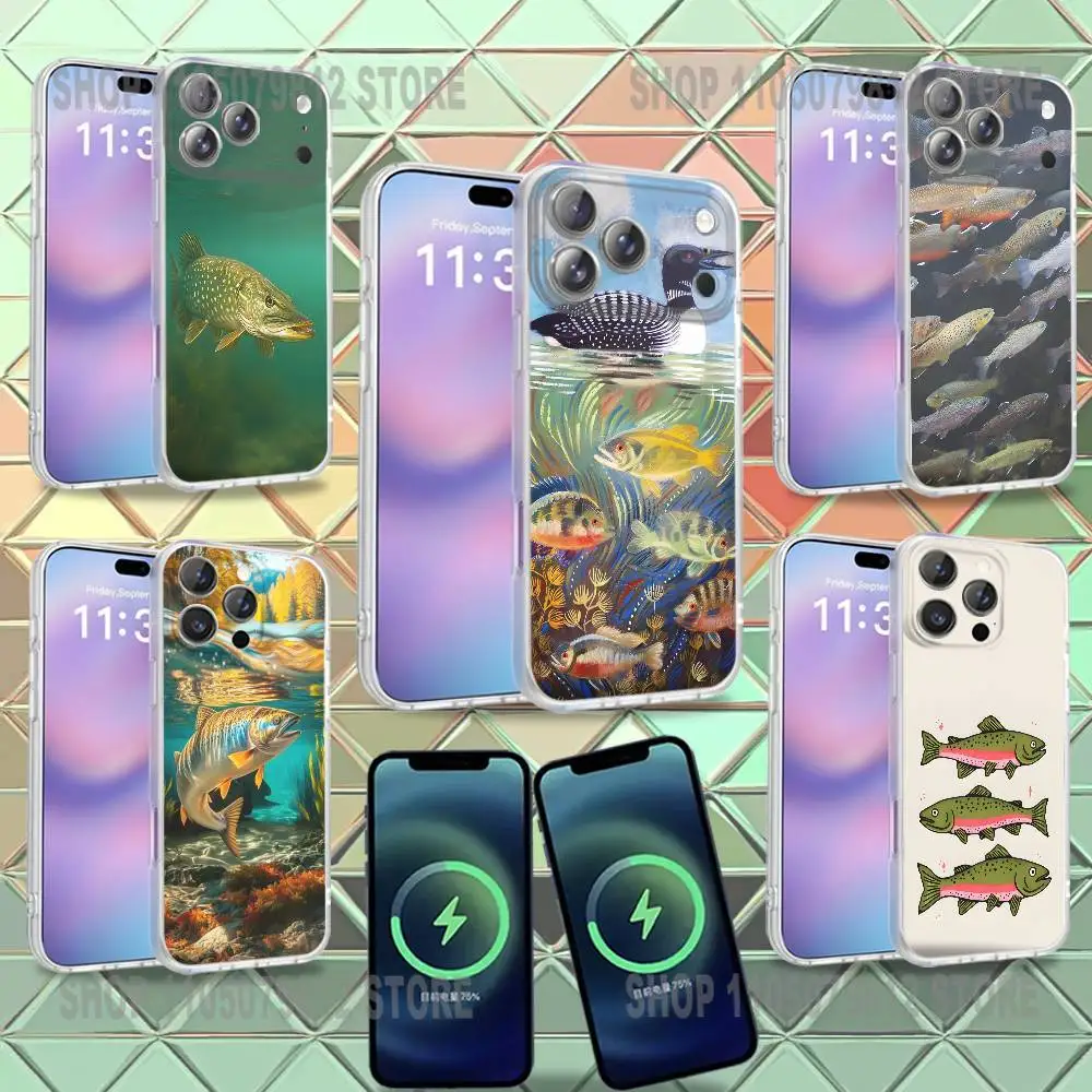 

Trout Fish Fishing For iPhone 17,12,11,14,13,15,16,Plus,Air,Pro,Max,E,Mini for Magsafe Magnetic Frosted Phone Case