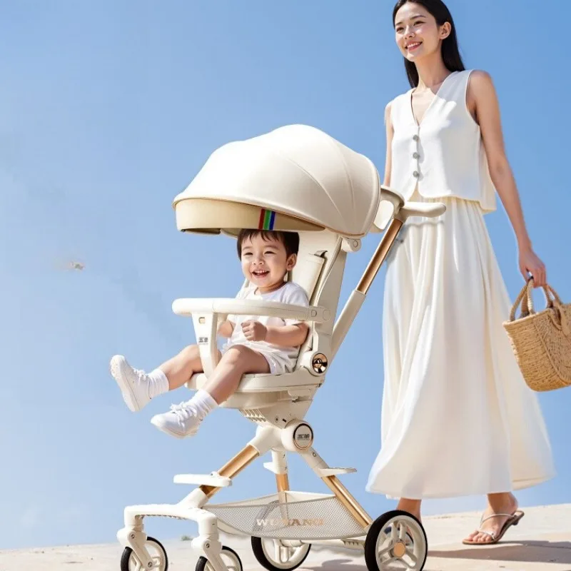 

Premium Baby Stroller - Lightweight Foldable High-View Pushchair with Reversible Seat Reclining Function