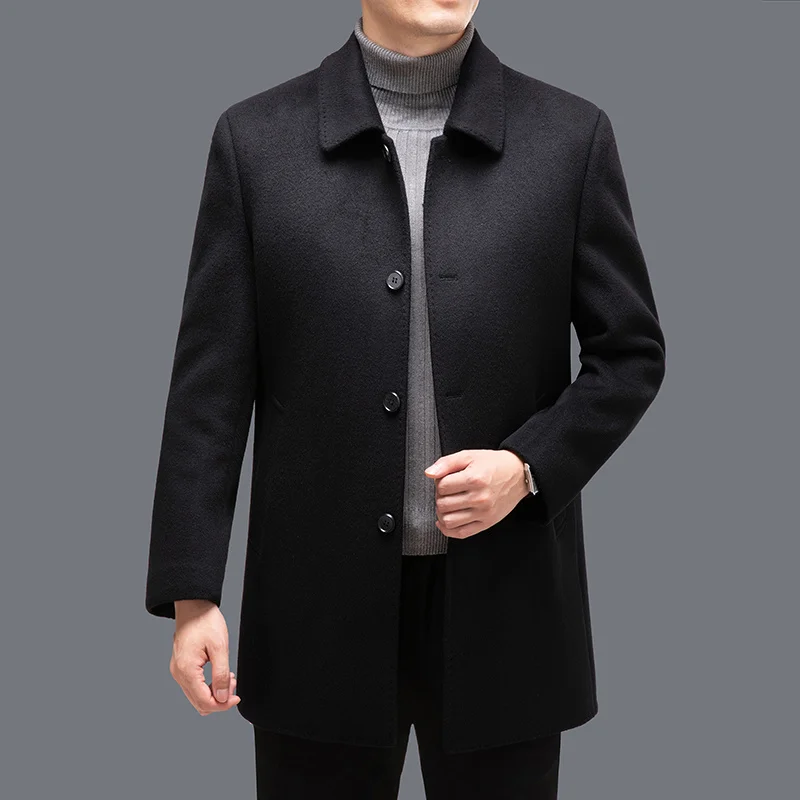 

2023 new arrival winter Double-sided wool coat thicked trench detachable White Duck down inner liner casual jackets