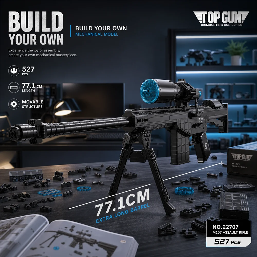 M107 Style Model Building Blocks Set 527PCS, High Quality Model Bricks with Tripod & Lens, Simulated Mechanical Structure, Educational DIY Assembly Toy, Perfect Holiday Birthday Gift for Teenagers and Adults, Collectible Military Style Building Kit