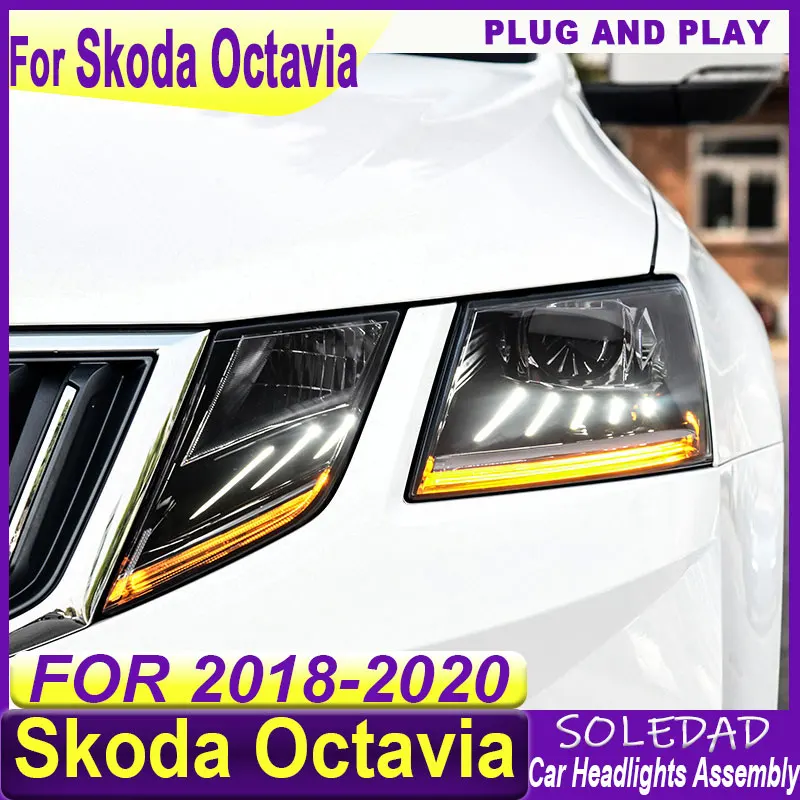car headlamp For Skoda Octavia Headlights 2018-2021 latest Styling LED Daytime Lights Dual Projector Car Accesorios Modified