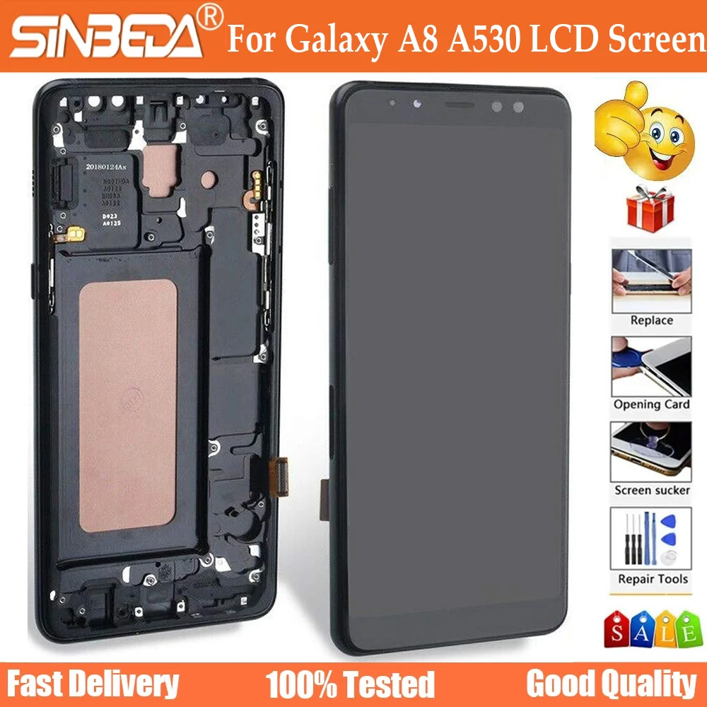 Super AMOLED LCD for Samsung Galaxy A8 2018 A530 LCD Touch Screen Display Digitizer For A8 SM-a8 a530f a530n a530d LCD 5.6 inch