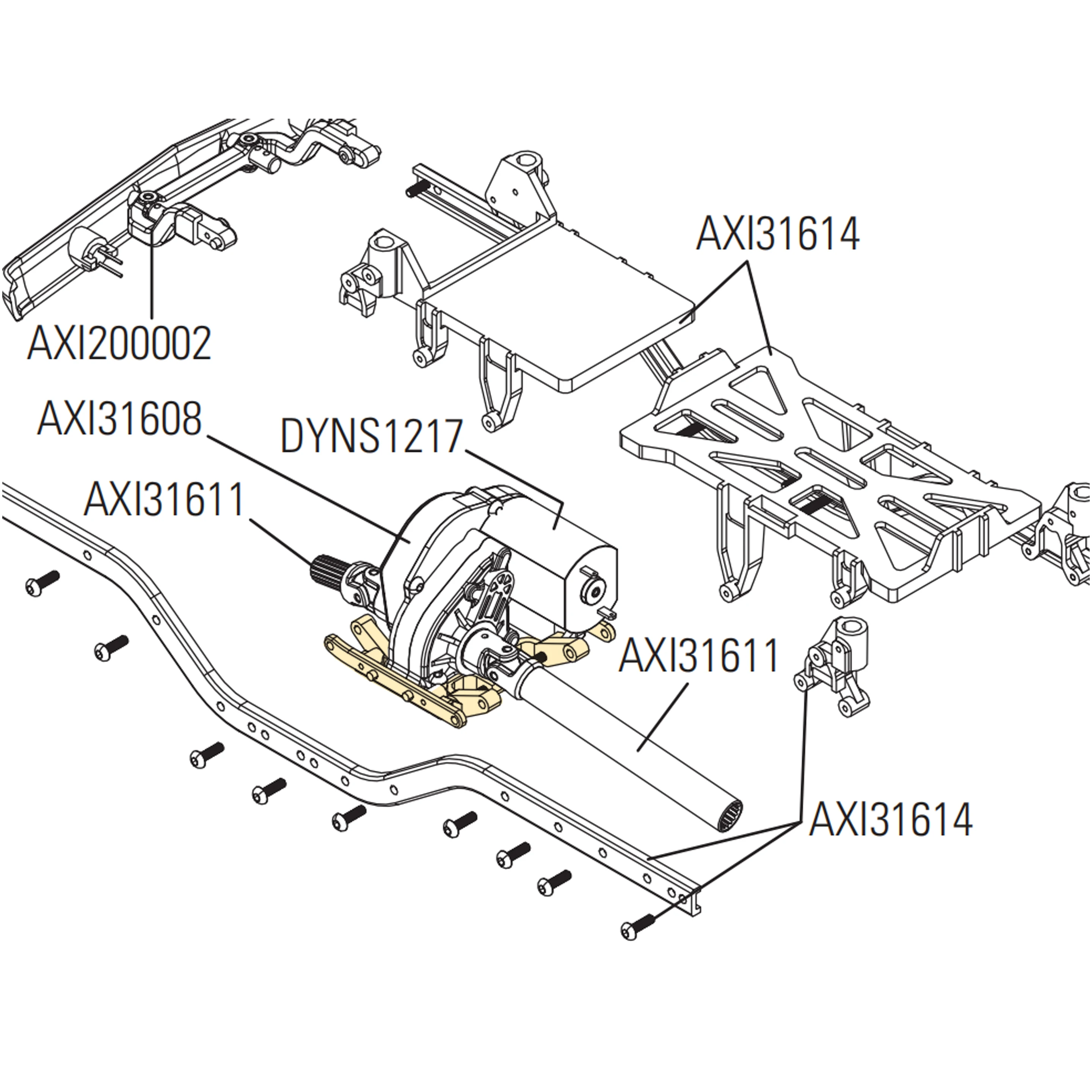 Hot Racing SXTF14GLC LCG Graphite Chassis Kit for Axial SCX24 1/24 Crawler Fits SCX30