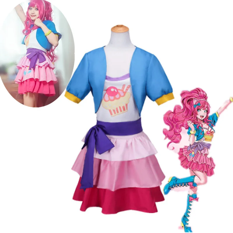 Anime Little Pony Pinkie Pie Costume Cosplay bella principessa gonna uniforme vestito vestito Halloween festa di natale vestito di moda