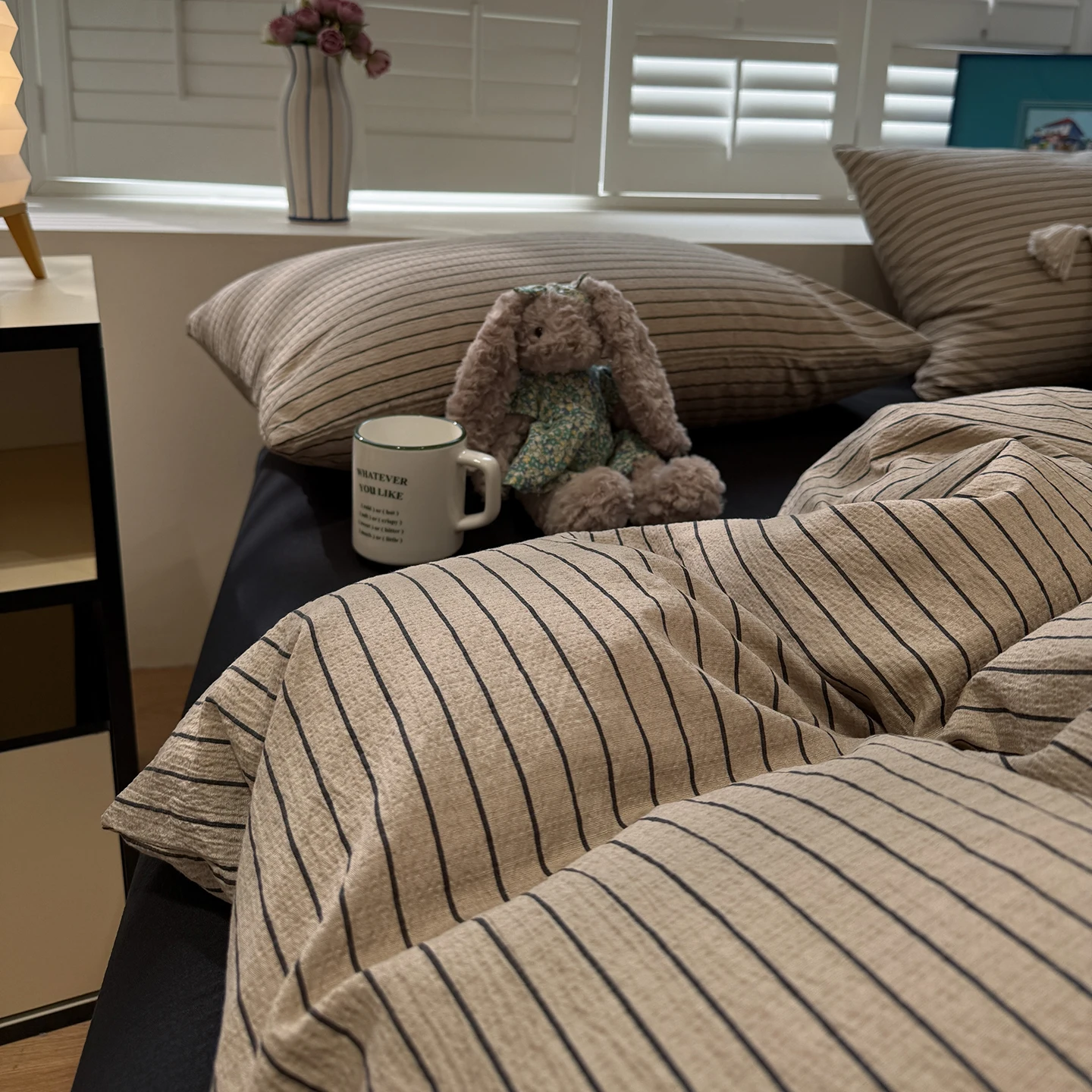 2026 New Bedding Set Minimally Striped Soft Skin-friendly Duvet Cover Set Flat Sheet King Queen Size for Home Bedroom Decoration