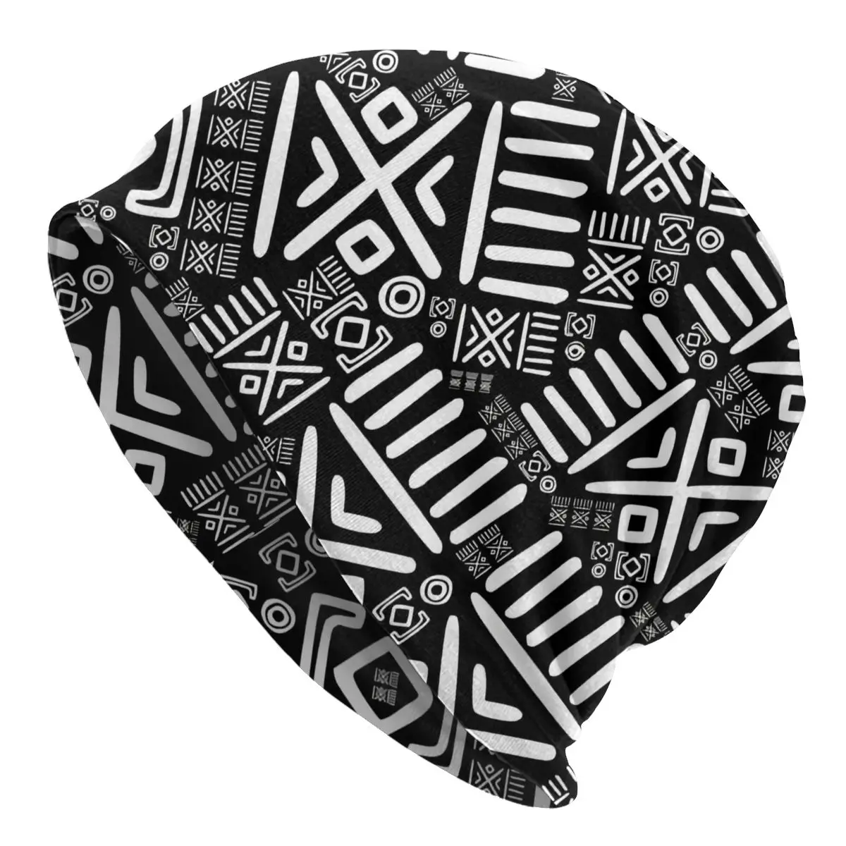 Ethnic African Pattern Black And White Ethnic African Unisex Bonnet Thin Cycling Skullies Beanies For Men Women