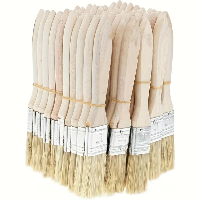 10 pig mane brushes, suitable for art, handicrafts, plastering, painting, glue application, wooden handles 6