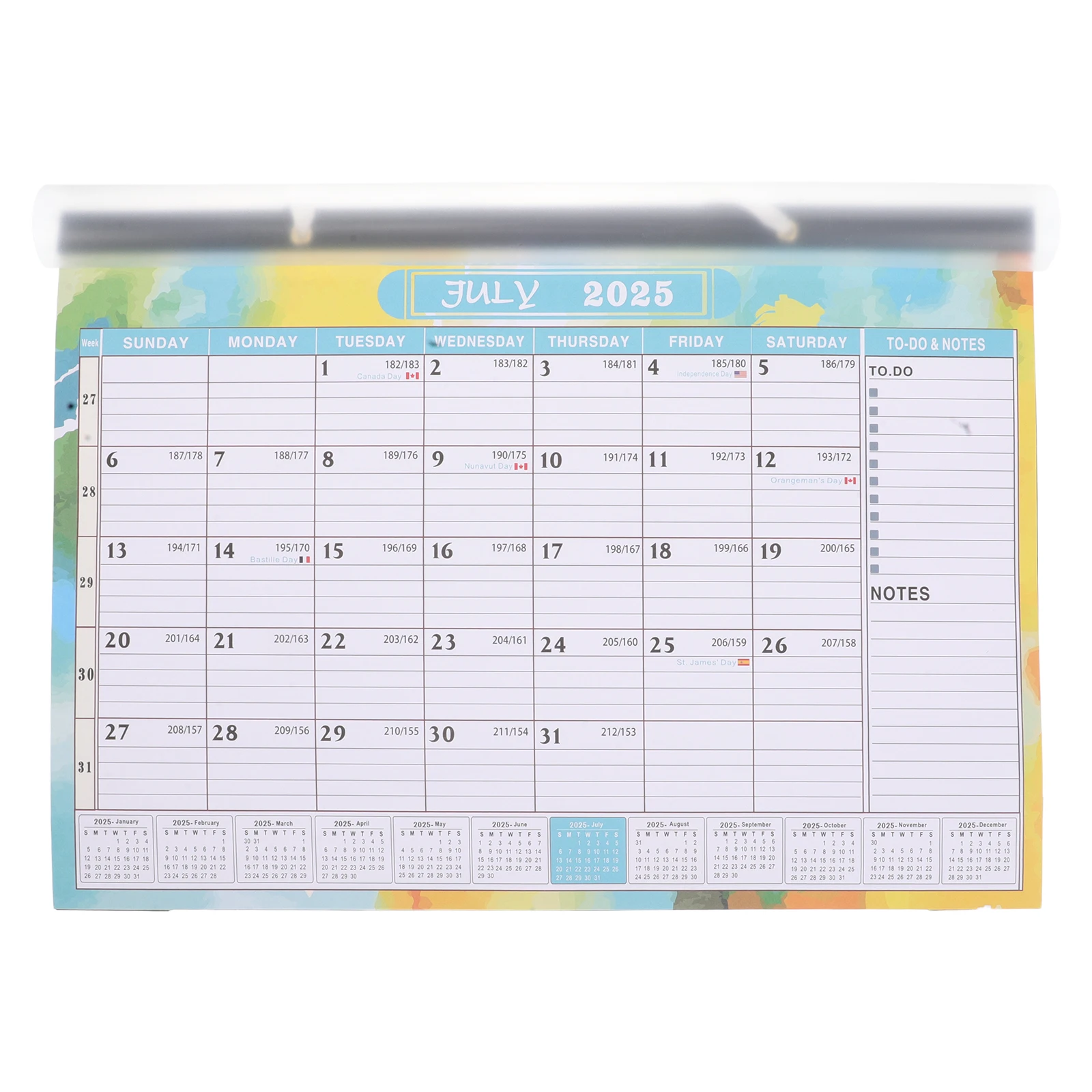 

Подвесной настенный календарь 2025.7-2026.12 Большой английский макет Стильный дизайн Плавное письмо Легко повесить для офиса и дома