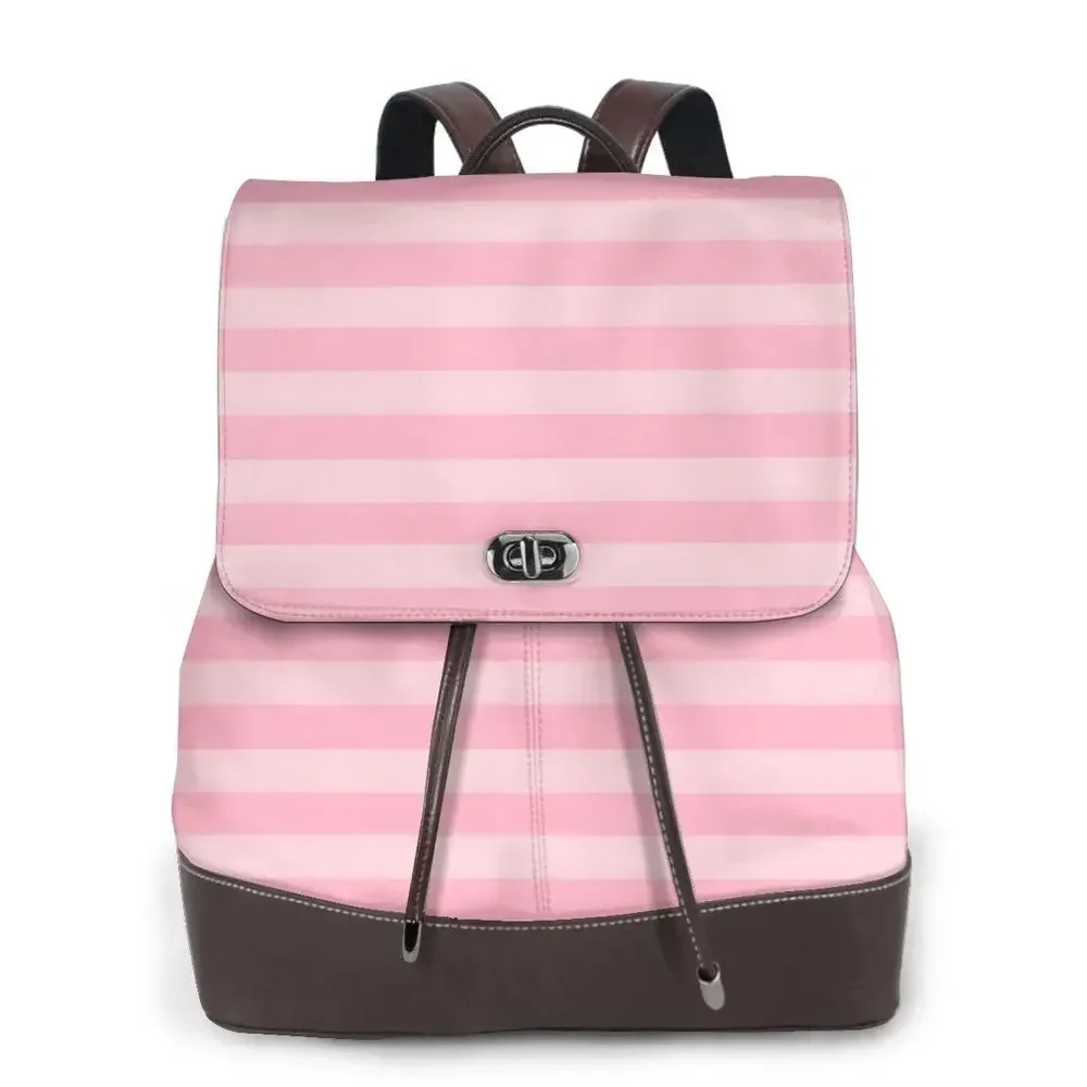 

Pink White Stripe New Hot Women’s Backpack Designer High Quality Leather Simple Fashion Backpack Large Capacity Backpack