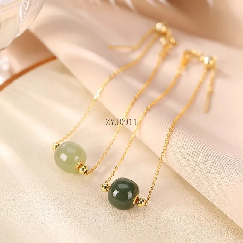 Bracciale in argento 925 con giada Hetian, gioielli in argento sterling Guochao, regalo di gioielli retrò premium cinese