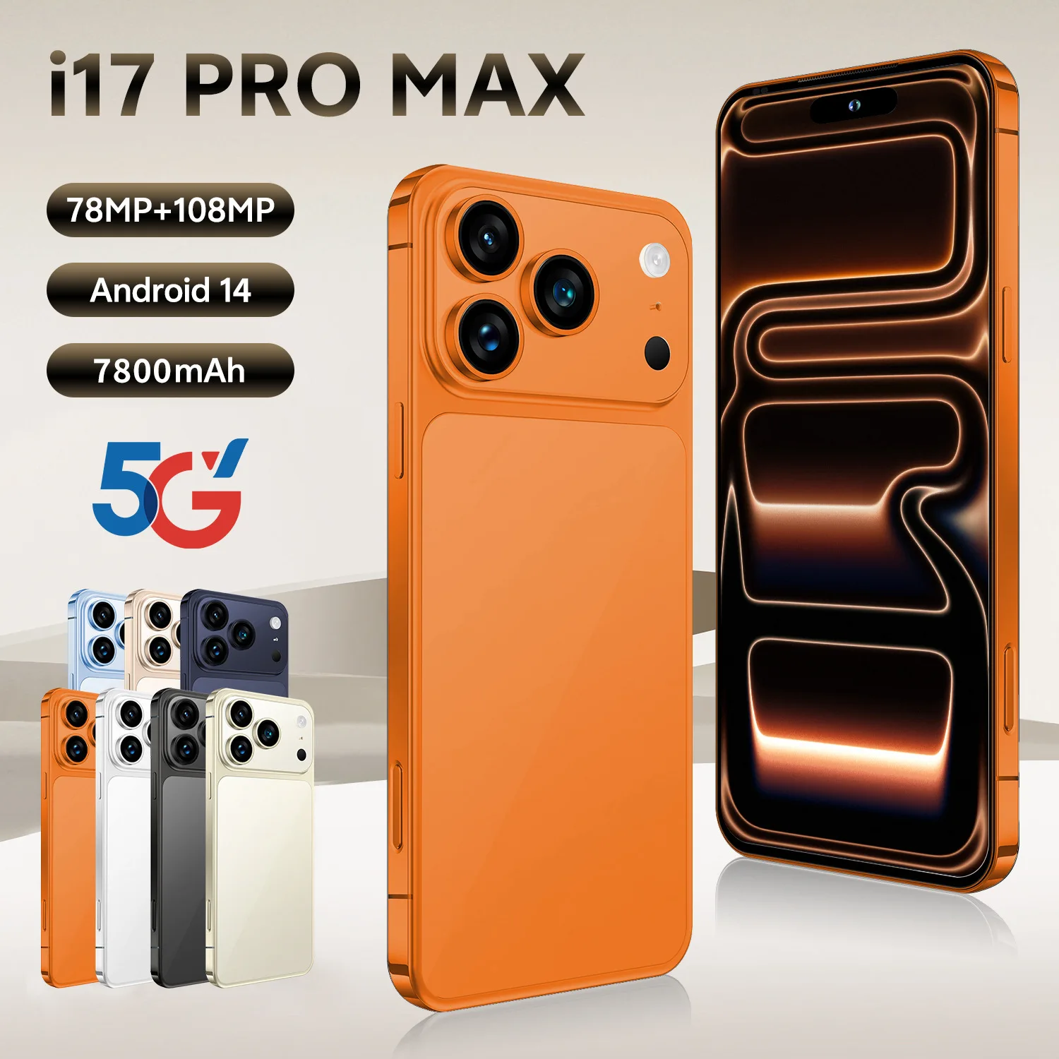 Versi Global Smartphone 17Pro Max Android 12 Layar 6.56 inci, 16GB+1TB 8+16MP Ponsel 5000mAh Untuk Google Play Store