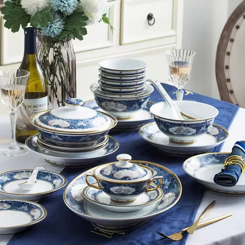 New Chinese-style Guochao Restaurant, characteristic Chinese tableware, clubhouse restaurant Silk Road, ceramic tableware