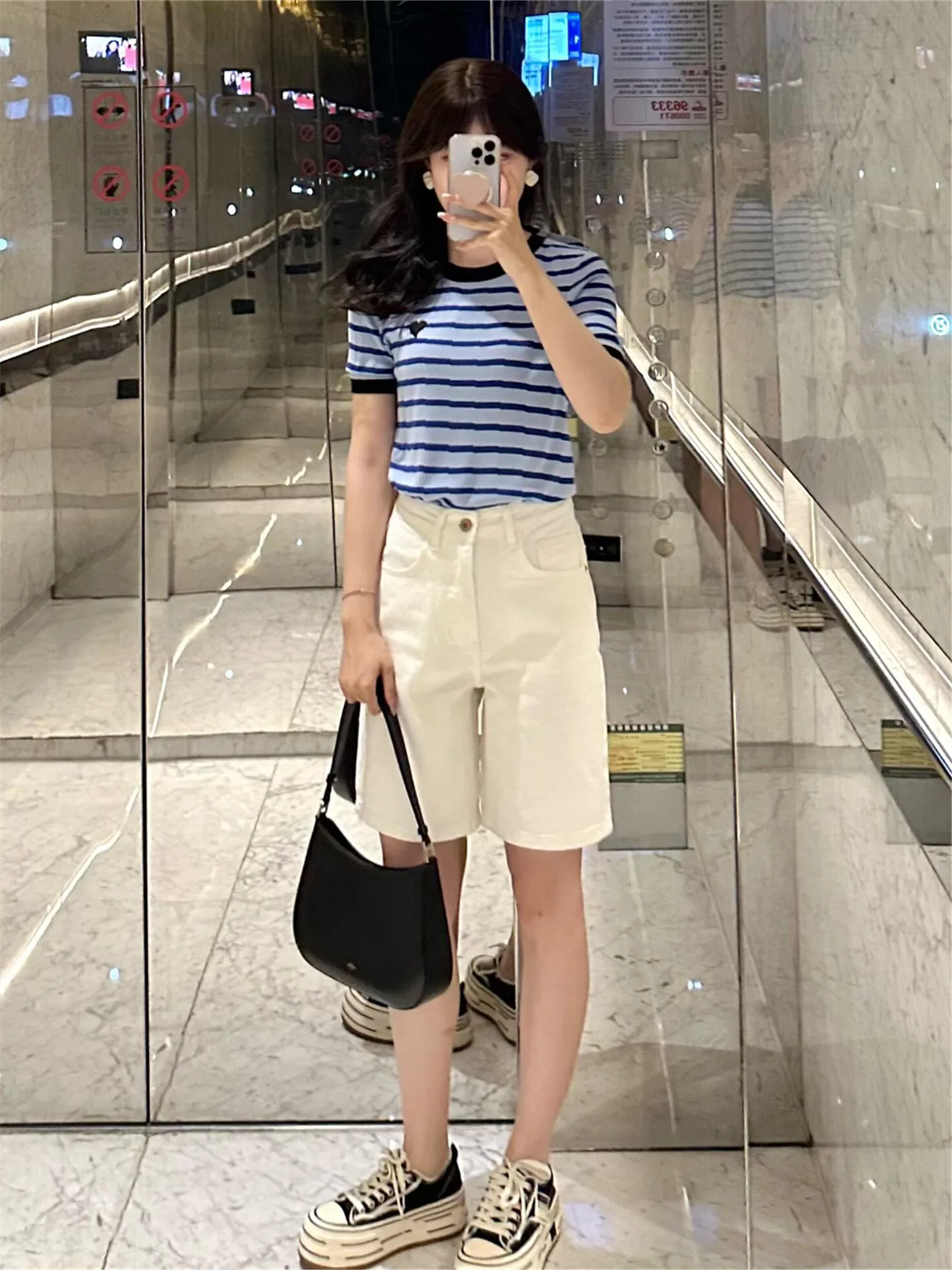 

High Waist Wide Leg Five-Point Women's Jeans White Thin Summer Casual Shorts Straight Cotton Denim Comfortable Loose Fit