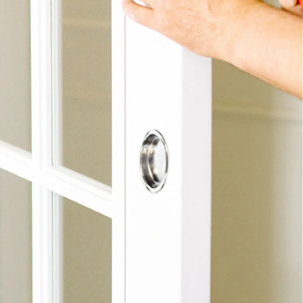 2Pcs Barn Door Handle Steel Round Finger Pull Simple Sliding Door Handle Garage Shed Closet Cabinet Gate Hardware