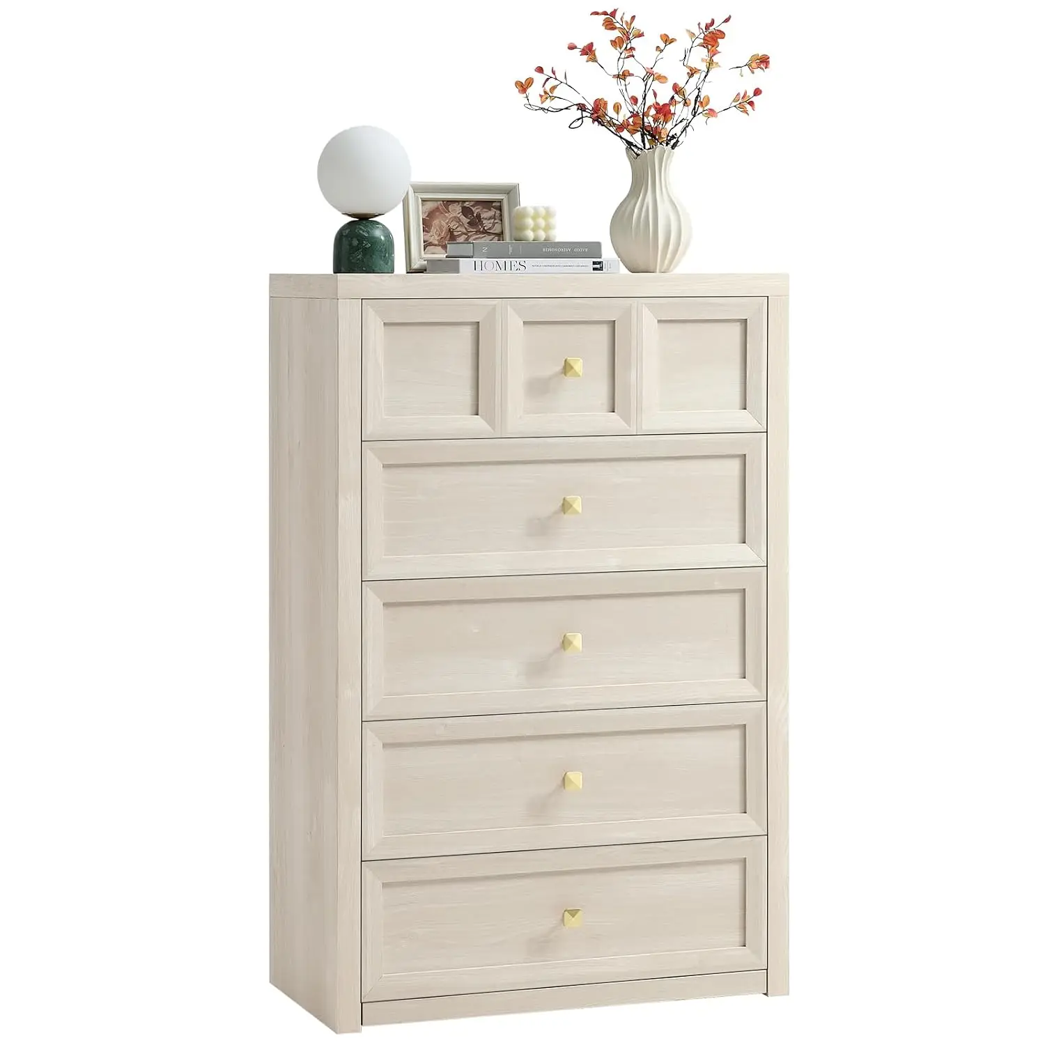 5 Drawers Dresser for Bedroom, 45.7" Tall Large Dresser & Chests of Drawers with Metal Handle, Clothes Storage Organizer Dresser