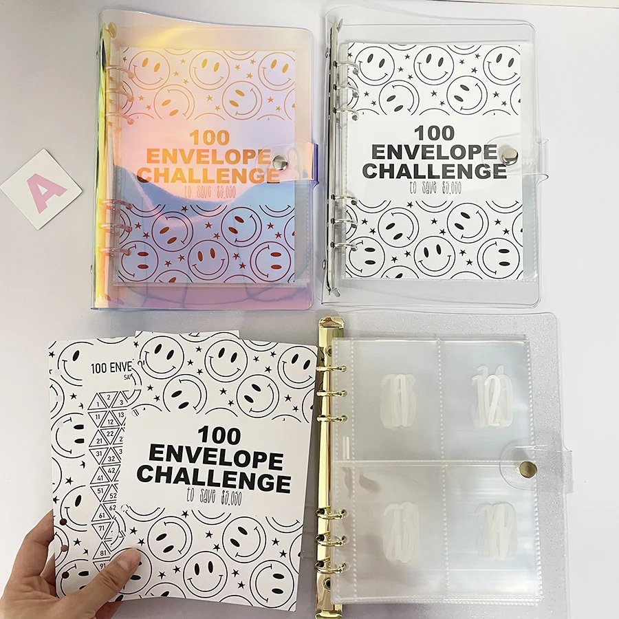 

Sharkbang A5 100 Envelope Saving Challenge Book,Binder Collect Book Set,25 Sheets 100 Pockets Number Sleeves, Full Set Holder