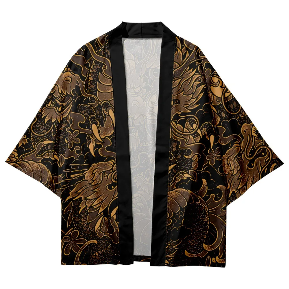 

Japanese Couple Women Men Kimono Yukata Cartoon Dragon Printed Cardigan Beach Shorts Asian Clothes Harajuku