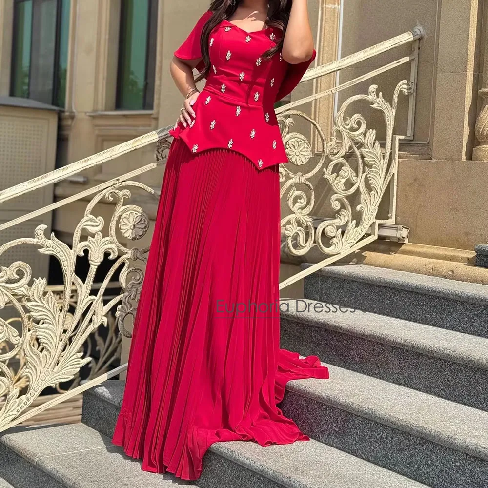 Maßgeschneidertes modernes Abendkleid, 2-teilig, schulterfrei, Kristall, elegante Abendkleider für Frauen, plissierte formelle Partykleider – Detail 4
