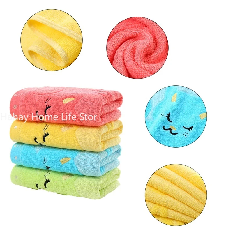 1PC Soft Children Baby Towel Washcloth Feeding Cartoon Cat Cotton Bath Towel for Newborn Infant Handkerchief Shower Face Cloth