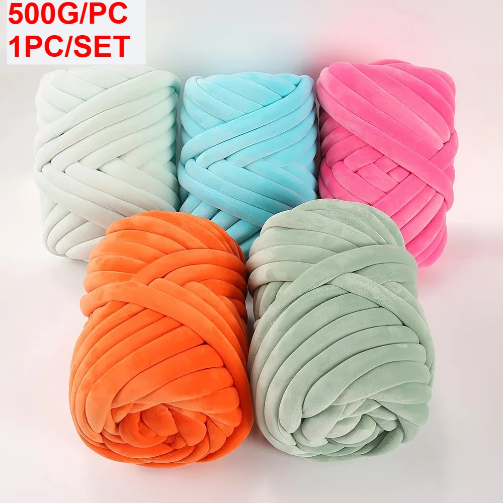 

500G 1PC 3cm DIY Crystal Velvet Filled Yarn Thick Fleece Hand-knitted Cat Bed Yarn for Strips Throw Pillows Blankets Thread