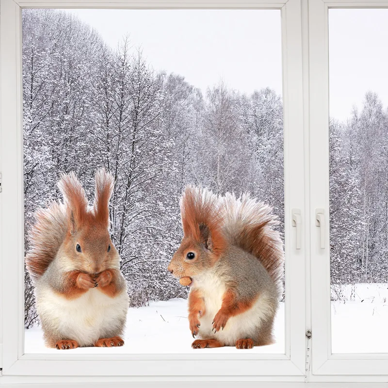 Nette Eichhörnchen Aufkleber Glas Fenster Schlafzimmer Dekoration Selbstklebende Wand Aufkleber Kühlschrank Wohnkultur Aufkleber M929 – Detail 3