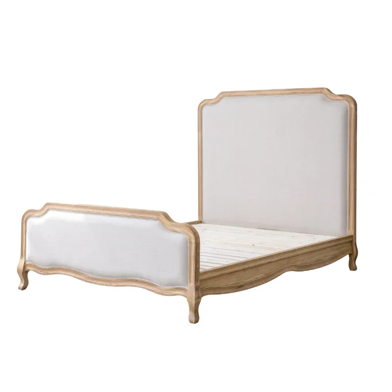 

American Country European Retro Simple Oak Fabric Soft Pack Bed 1.5 M 1.8 M