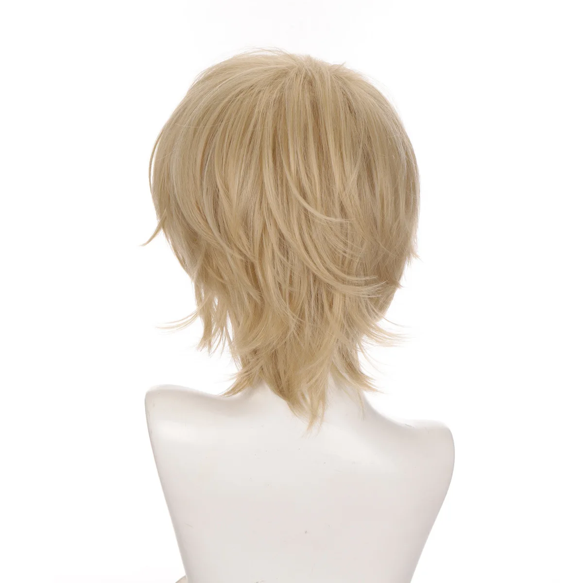 RANYU Short Synthetic Wig Blonde Men Straight Hair Wig for Anime Cosplay Daily Party Heat Resistant