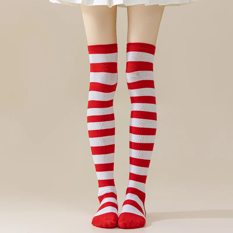 2025 Herfst Nieuwe Kerst vrouwen COSPLAY Anime Strepen Halloween Japanse JK Jurk Lange Been Mooie Been Dij Over de Knie sokken