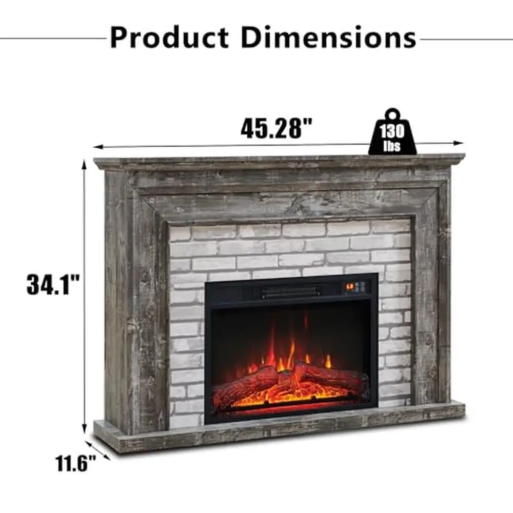 Electric Mantel Fireplace Heater TV Stand with Remote Control Realistic Log Burn Hidden Flip-Top Design 3 Flame Levels Overheat