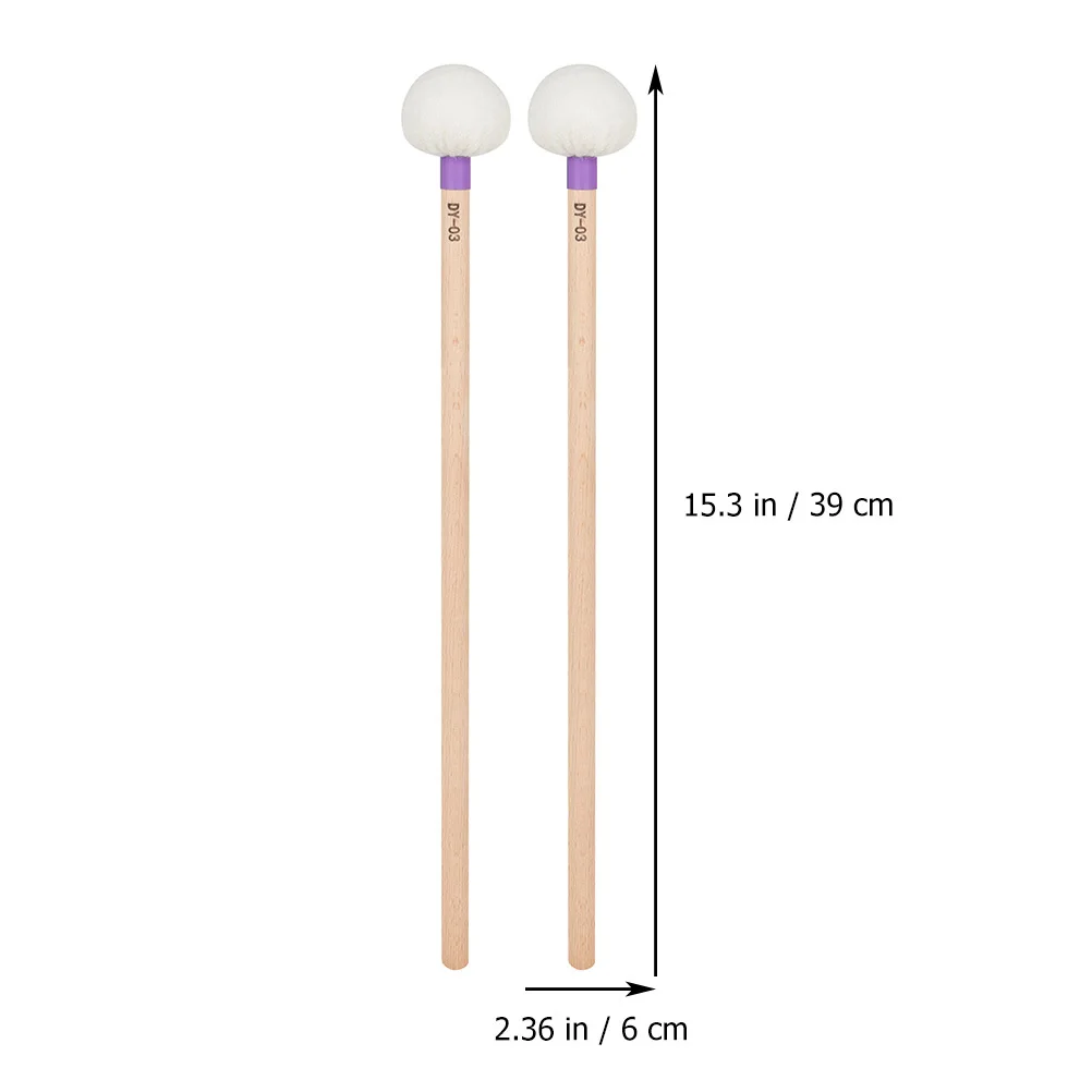 

2Pcs Professional Tuning Drumstick Felt Mallets Solid Wear-Resistant Long Lifespan Percussion Instrument Accessory