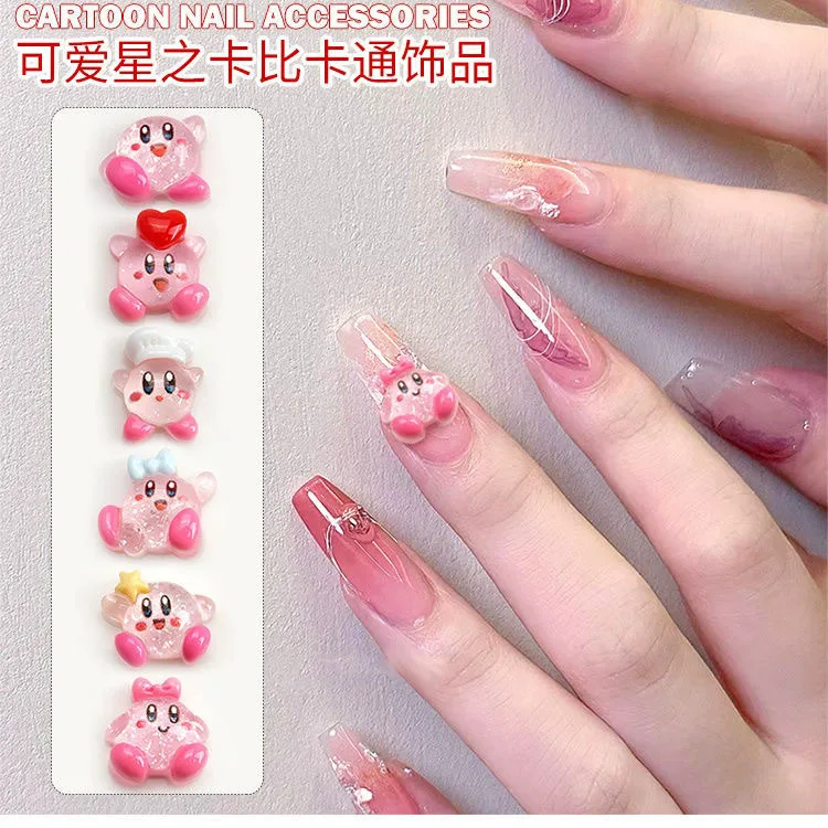 50Pcs Japanese Ice-Glass Beautiful Nail Charms – Cute 3D Cartoon Resin Nail Decor for Kawaii & Crystal-Clear Manicures