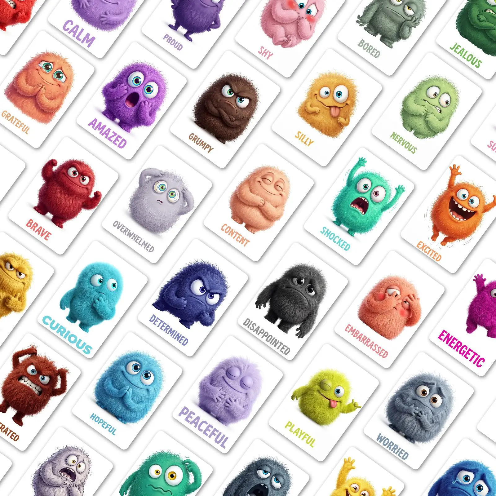 36-teiliges Monster-Emotionskarten-Set, Sozial-Emotionales Lernmaterial, Plüsch-Monster-Gefühlskarten für Kleinkinder, Vorschulbildung – Detail 10