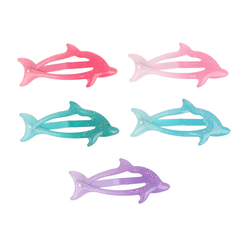 5 Stück bunte Glitzer-Delfin-Haarspangen für Mädchen, Frauen, Kinder, Urlaub, Party, Geschenk, Haarschmuck, Kopfbedeckung – Detail 5