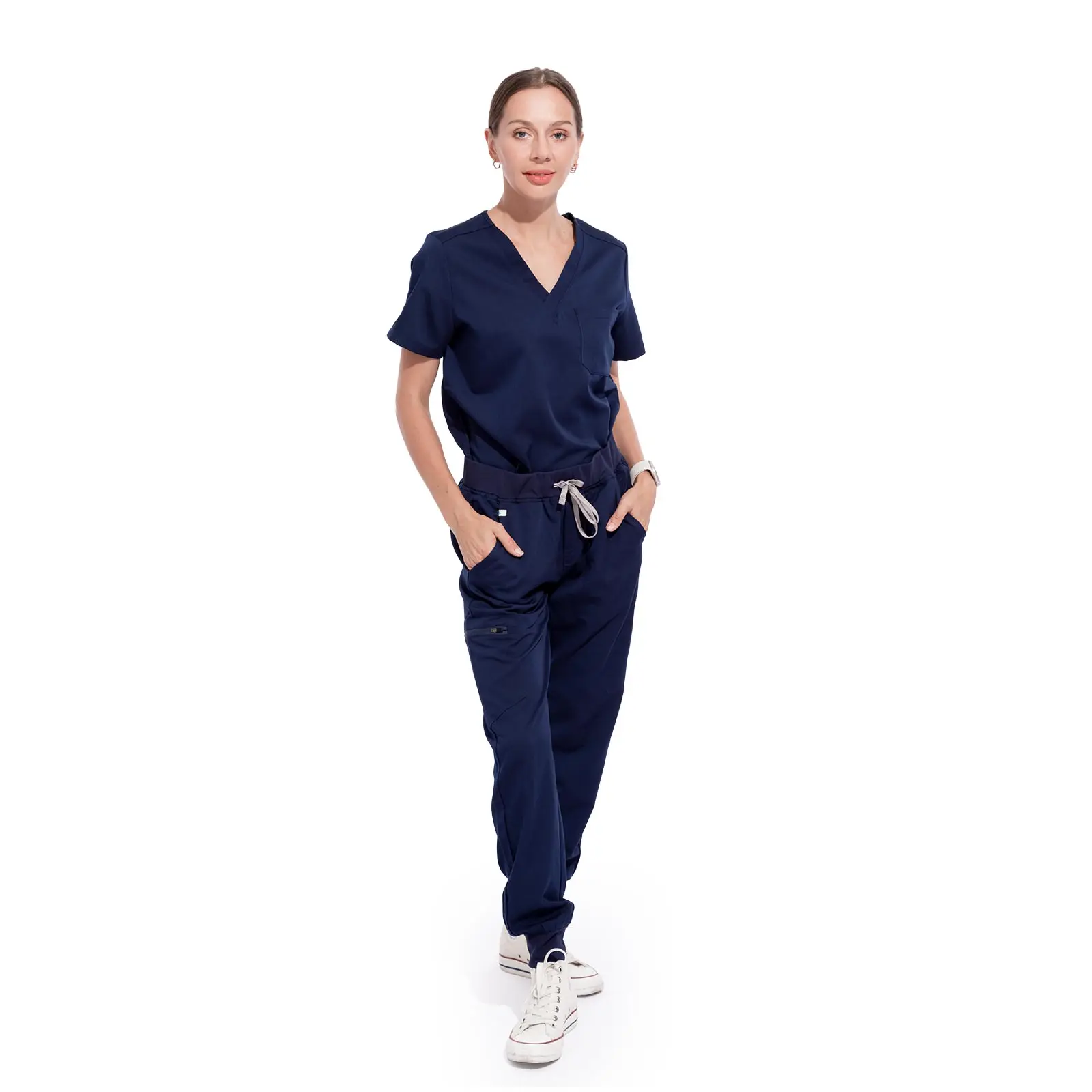 V-Neck Women Nurse Uniform Suit Women Medical Scrubs Top and Pants