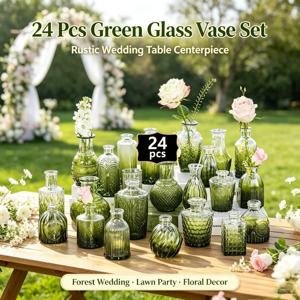 Multiple Colors Glass Bud Vases Assorted Small Flower Container Aroma Bottles Nordic Style Home Wedding Desktop Decor