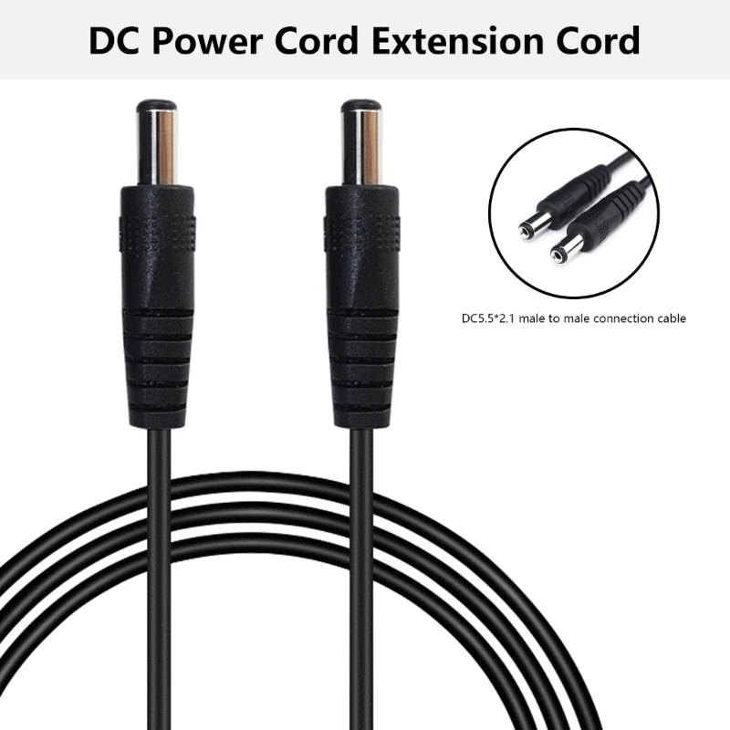 DC5.5x2.1mm/DC5.5x2.5mm Male to Male Adapter Cable Double Male End Power Cord Direct Current Round Hole Extension Cable