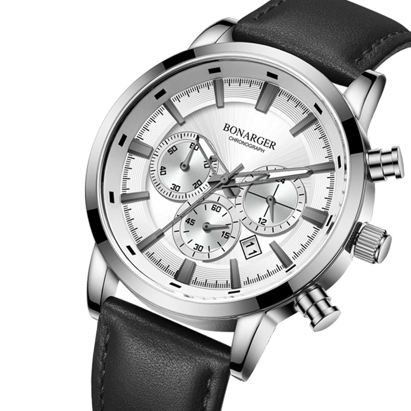 

New Top Brand 44MM Mens Chronograph Quartz Watch 24-Hour Multi-Function Stainless Steel Waterproof Sport Relogio Masculino