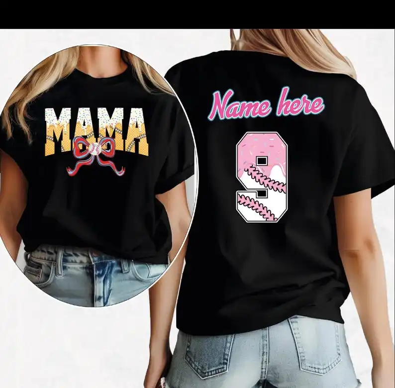 

Custom Softball Drip Mama Shirt, Ice Cream Drip Tee, Team Mom Shirt,Mother's Day Gift,With Name & Number Jersey Mom Tball tee
