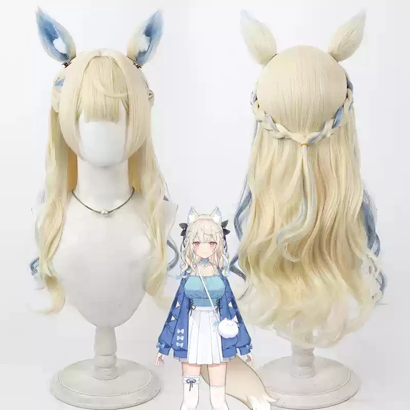 

Vtuber Fuwawa Abyssguard Cosplay Wig Blue Blonde Heat Resistant Synthetic Hair Halloween Carnival Party Role Play + Free Wig Cap