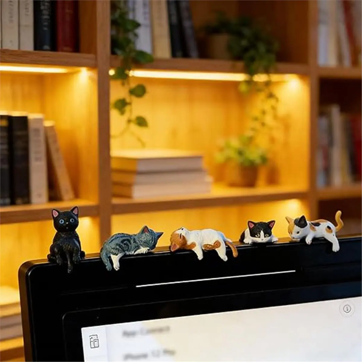 【HOT A88T】  Cat Desk Figurines - Set of 5 Handcrafted Resin Kittens, Adorable Car Dashboard & Computer Monitor Ornaments