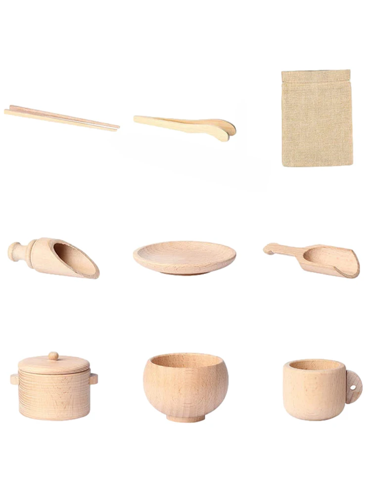 Ensemble de vaisselle jouet en bois pour enfants, michaMontessori, cuillère baguettes, capacité pratique, entraînement cérébral