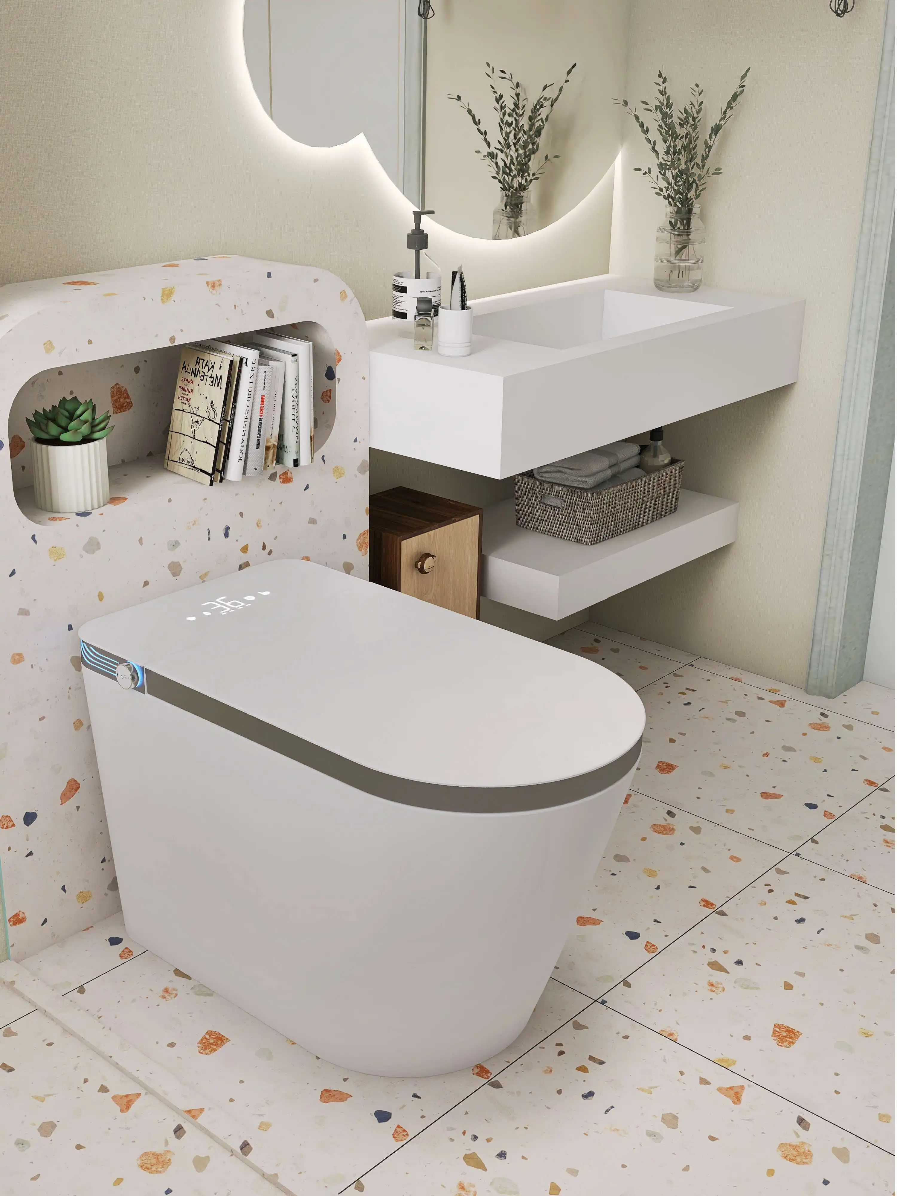 AI intelligent toilet seat heating modern design large ceramic floor-to-ceiling  toilet remote control S trap