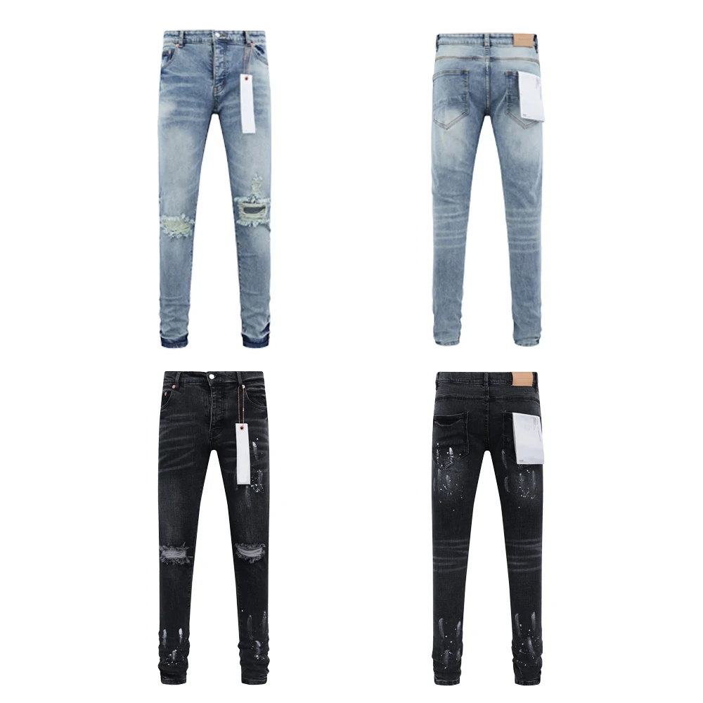 

Y2k Clothing Street Wear Hip-hop Pants Slim Fit Ripped Jeans Man's Printed Denim Pants Casual Streets Style Retro Denim Trousers