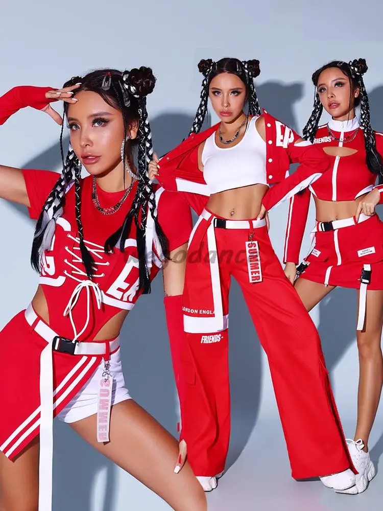 Girl Group Performance Red Hip-hop Street Dance Korean Dance Singing Jazz Dance Costume