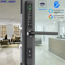 3CM Width Slim Smart Door Lock TTLock Waterproof Fingerprint IC Card Code Smart Electronic Door Lock Sliding Aluminum Door Locks