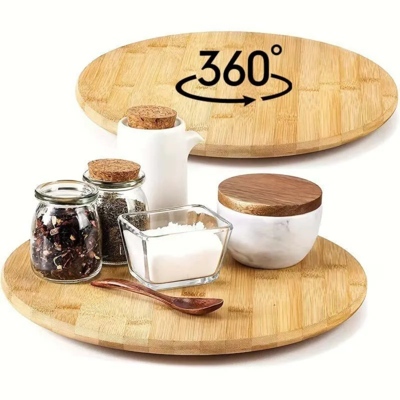 【Festival】Kitchen Spice Organizer-Bamboo Rotating Tray 360°-Modern Minimalist Design Style