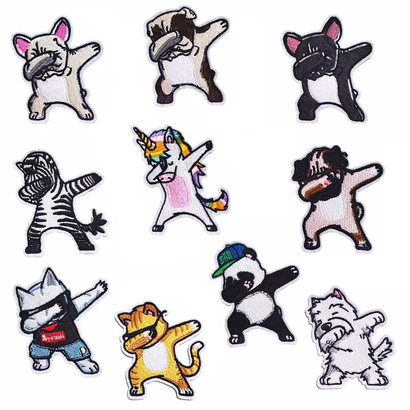 

10Pcs Cartoons Cute dog animal Play Cool ironing Embroidery Patch for Sew Clothes Sticker Accessories DIY Jeans Applique Badge